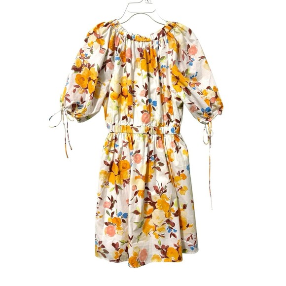 Abercrombie & Fitch puff sleeve babydoll mini dress in yellow floral Sz S - Picture 3 of 11